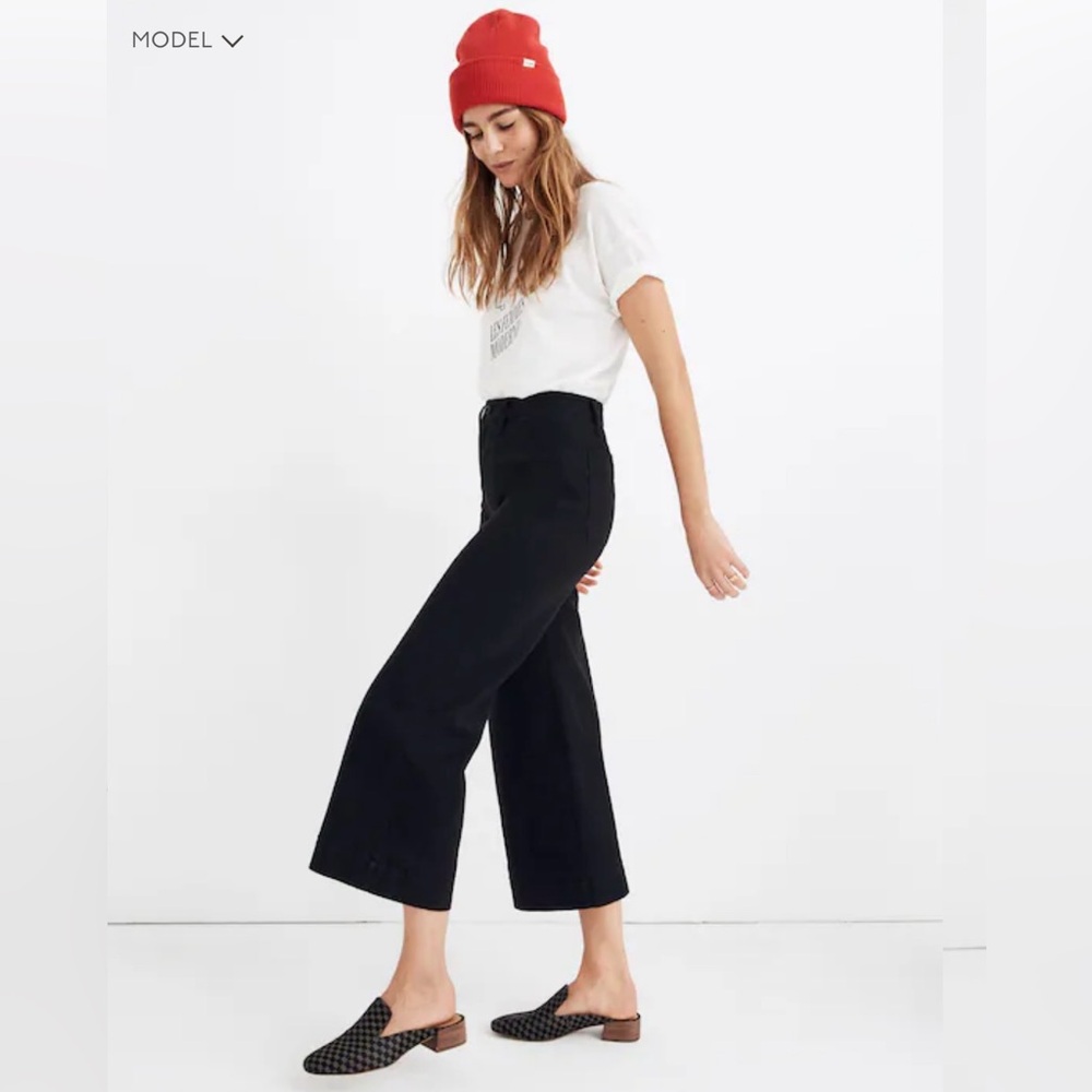 Madewell Black Wide-Leg Cropped Jeans